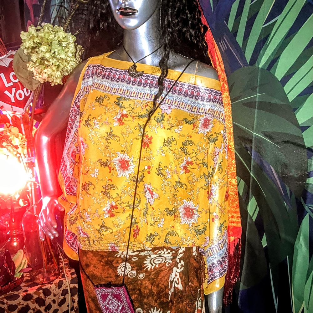 Max Studio Boho Yellow and Red Patterned Top NWT - image 3